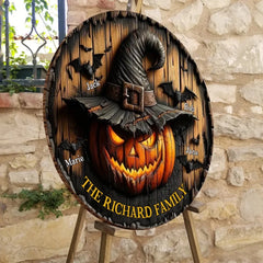 Witch Pumpkin Family - Personalized Family Round Wo (2)