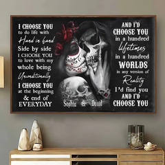 Sugar Skull Poster - Gifts For Couples  Custom Horizontal Poster