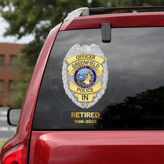 Retired US Police Badge Car Window Decal - Perfect Gift for Retired Officers