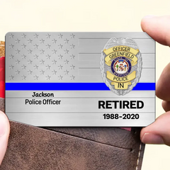 Custom US Police Badge Aluminum Wallet Card - Gift For Police Officer